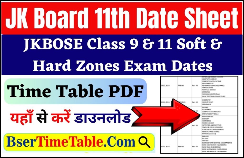 JK Board 11th Date Sheet