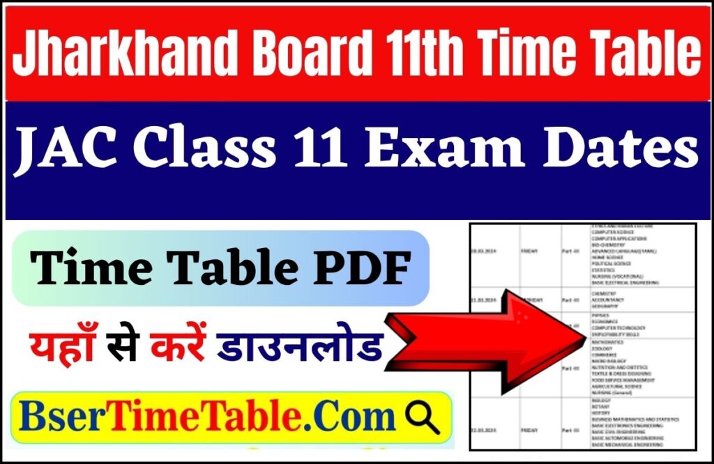 Jharkhand Board 11th Time Table