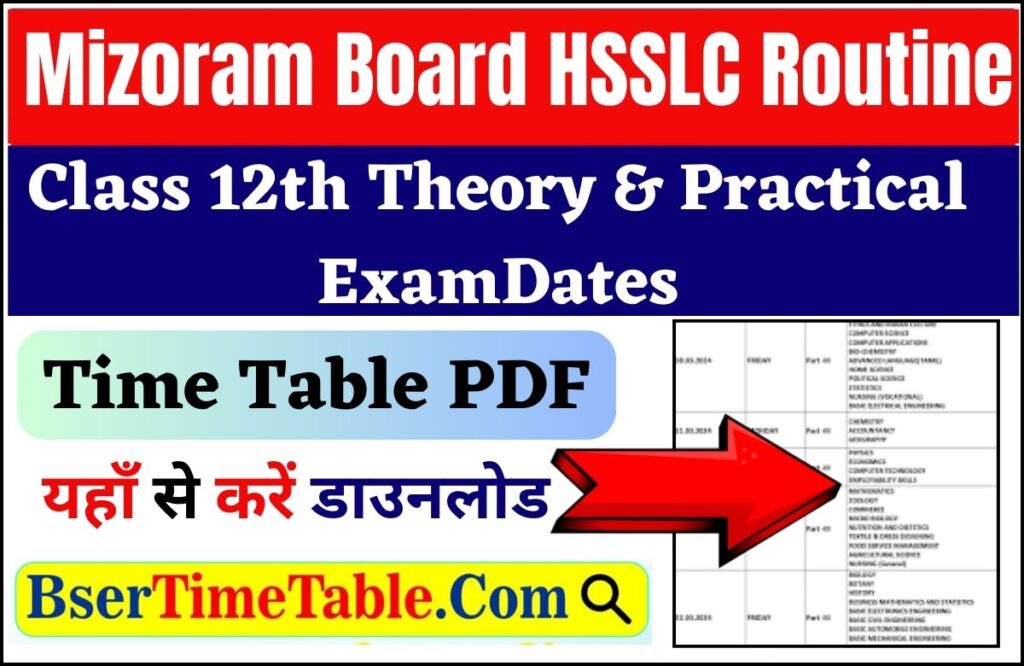 MBSE HSSLC Exam Routine