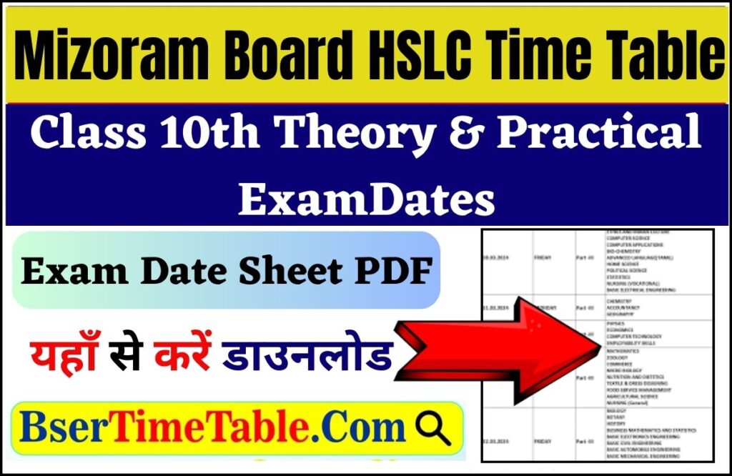 Mizoram Board HSLC Time Table